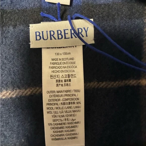 NWT- Burberry Navy and Chestnut Plaid Check Date Night Cape Wrap - Picture 9 of 10